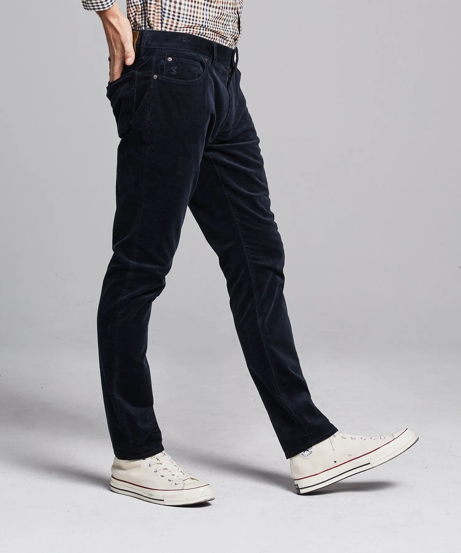 Slim Fit 5-Pocket Stretch Italian Cord in Navy