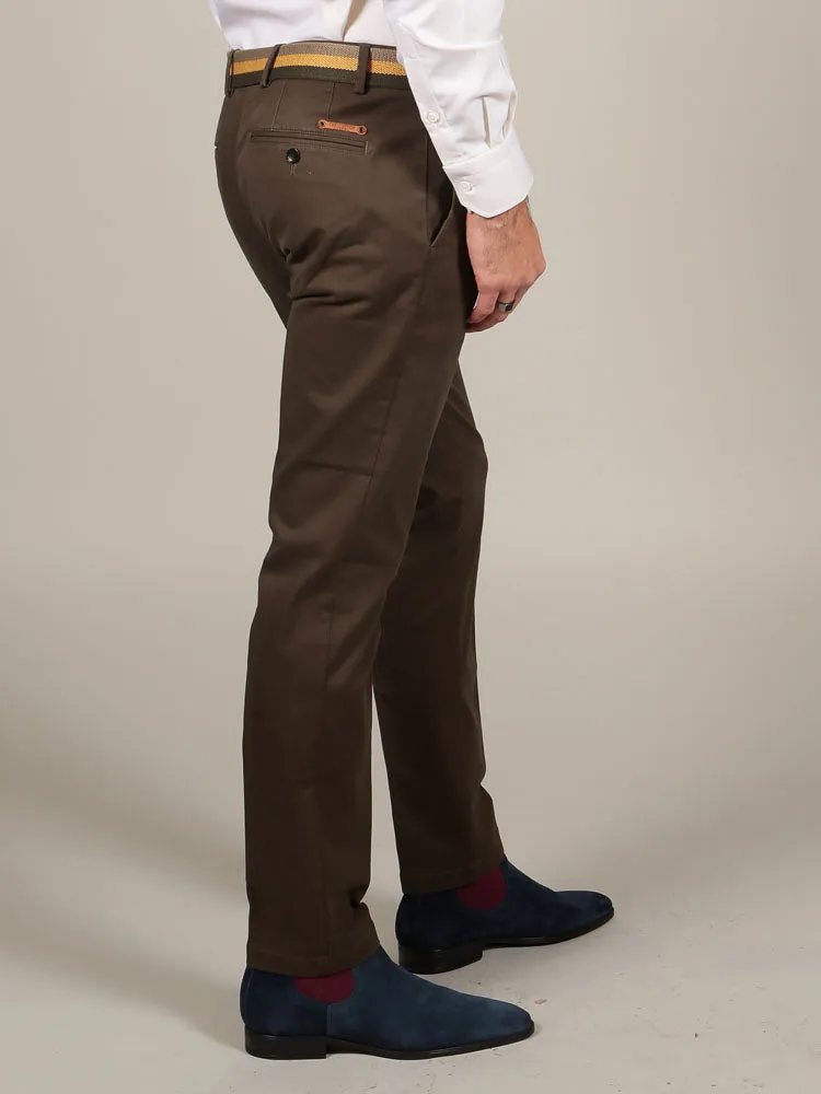 Slim Fit Chino Trousers – Olive Green