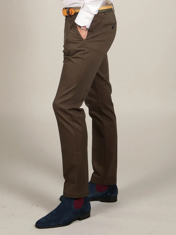 Slim Fit Chino Trousers – Olive Green