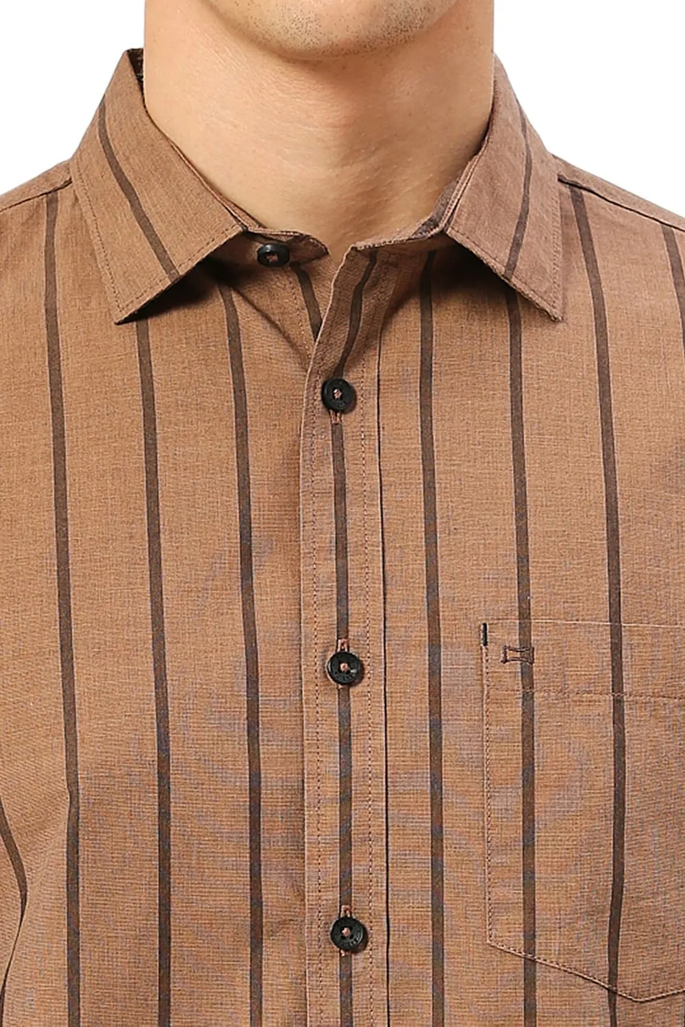 Slim Fit Cotton Fil-a-Fil Stripe Shirt