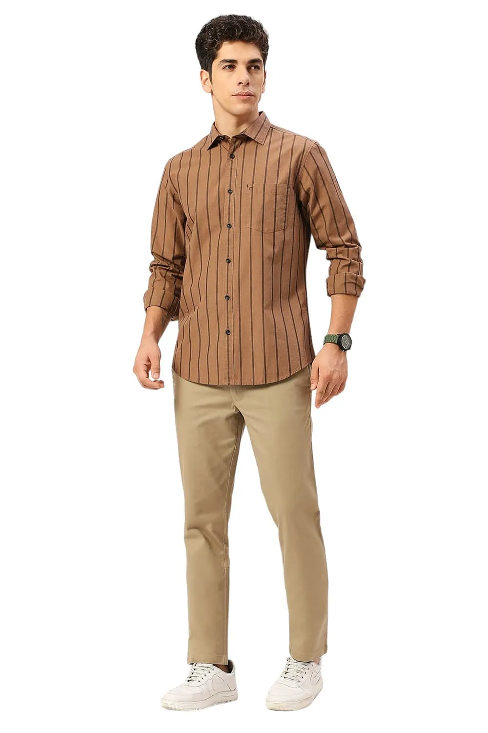 Slim Fit Cotton Fil-a-Fil Stripe Shirt