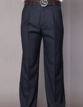 SLIM FIT FLAT FRONT DRESS PANTS, SUPER 150'S ITALIAN FABRIC | PA-200A-Navy