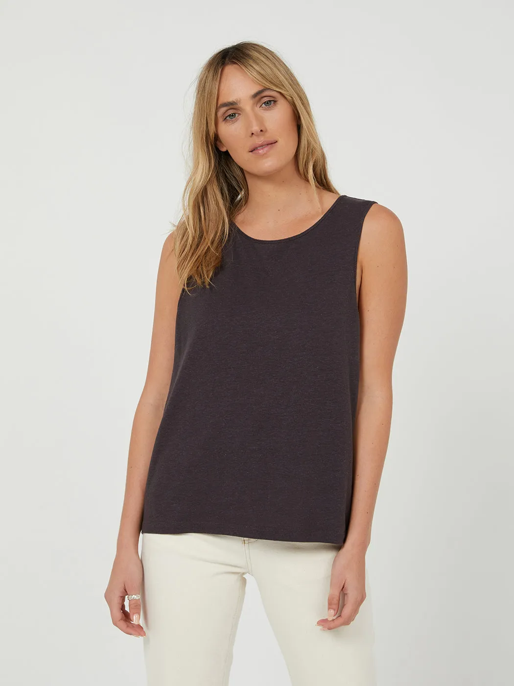 Slouchy Hemp Tank - Charcoal