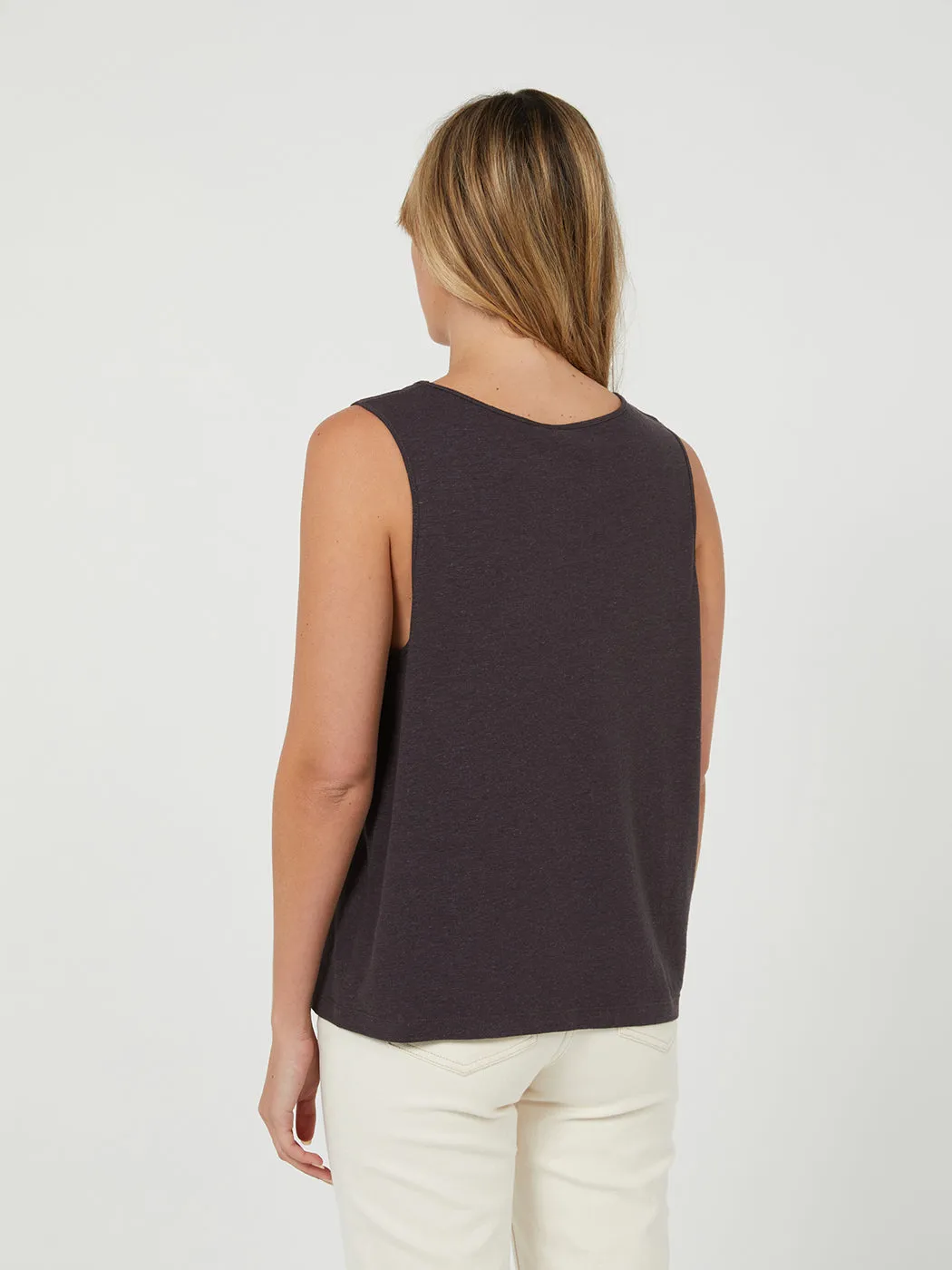 Slouchy Hemp Tank - Charcoal