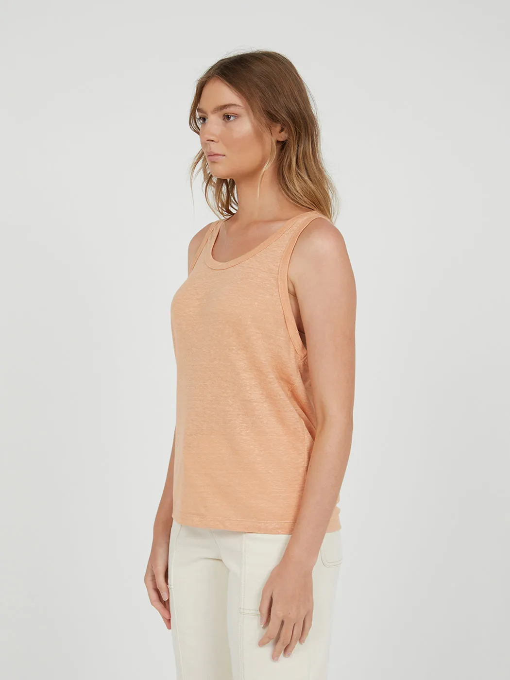 Slouchy Linen Tank - Toast