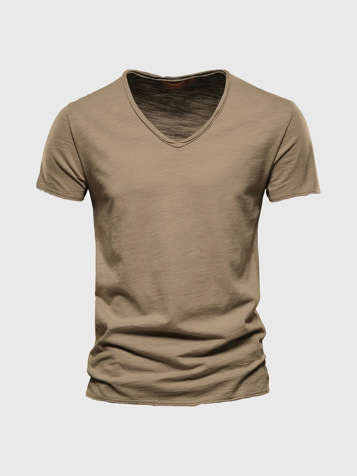 Slub Cotton V-neck T-shirt