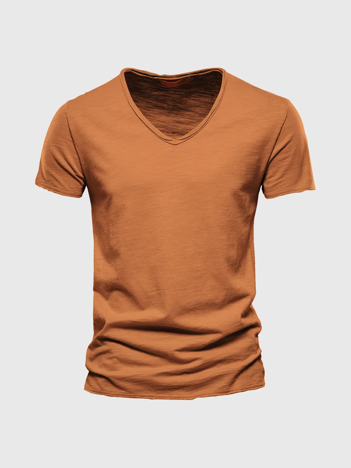 Slub Cotton V-neck T-shirt