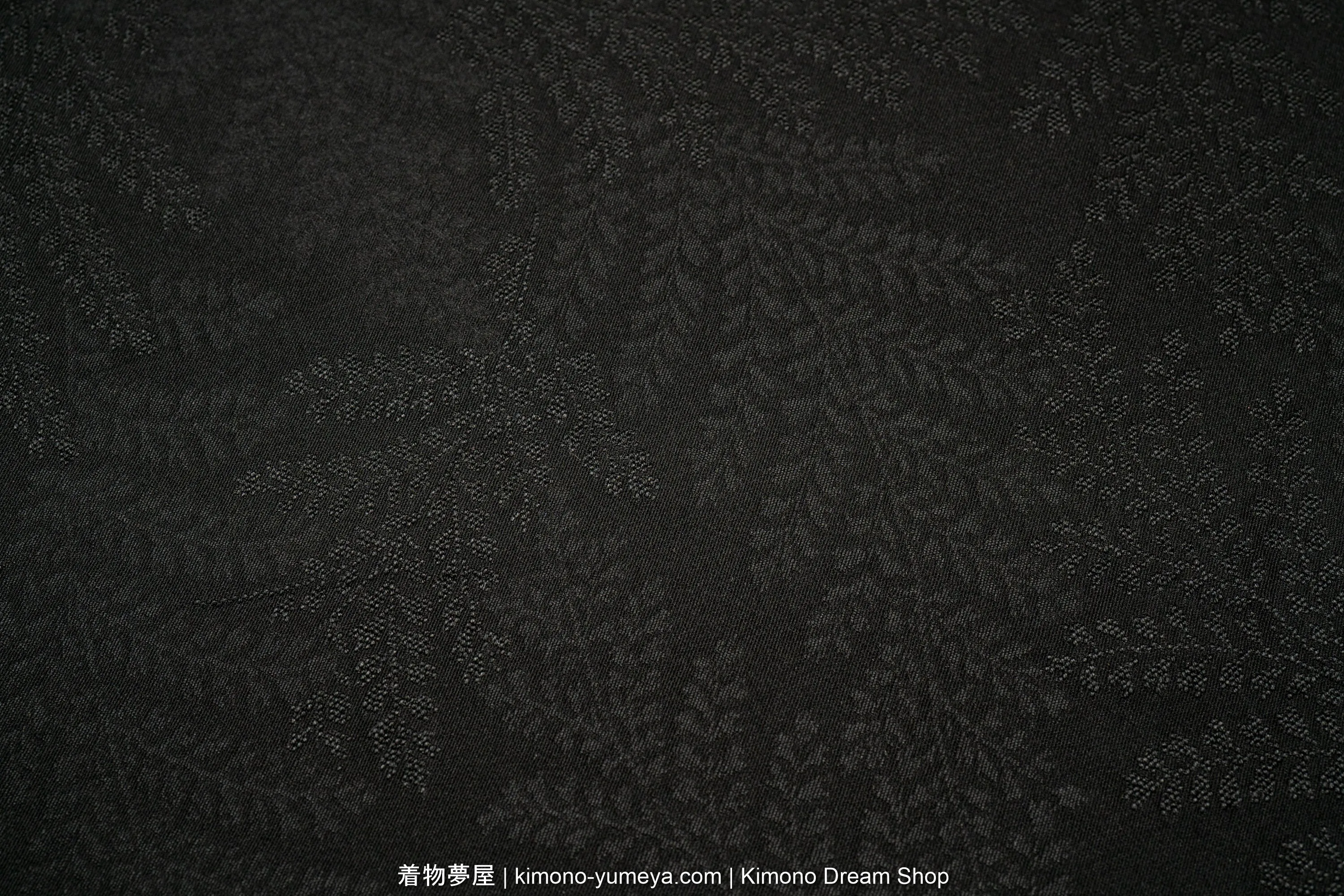 Solid Black Silk Haori Bolt - Plethora of Leaves Woven Into Fabric -  Traditional Japanese Women's Iromuji Kimono Jacket Fabric ~9.5 Meters