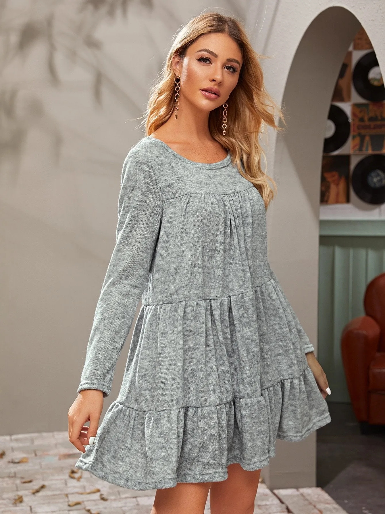 Space Dye Babydoll Jumper Dress