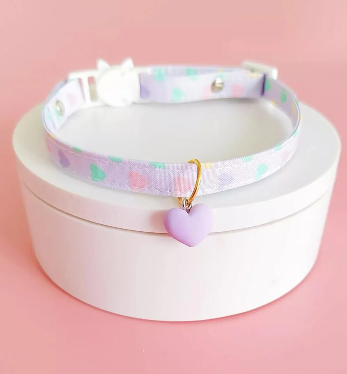 Sweet Love Heart Adjustable Pet Collar with Pendant for Cats or Small Dogs