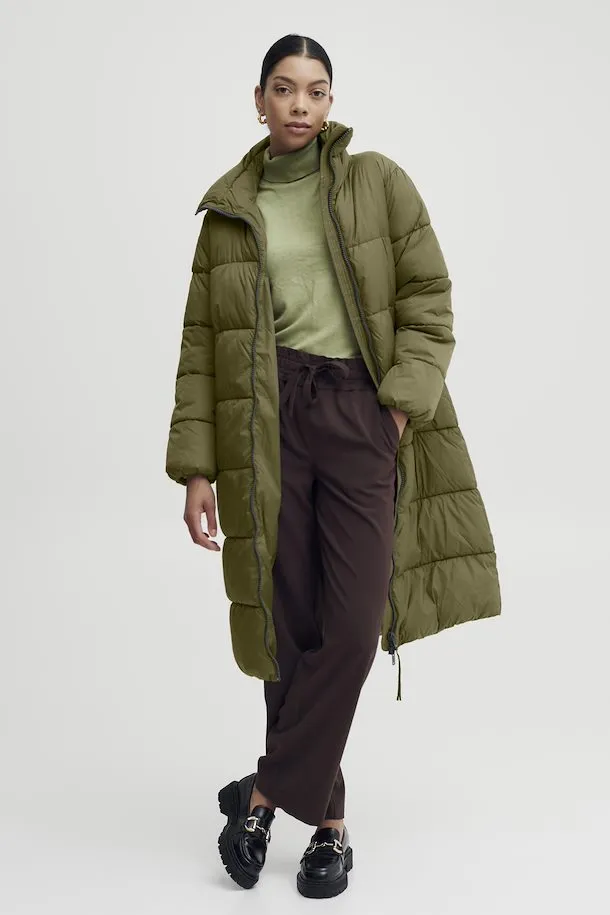 The Bomina Puffer Long Jacket - Olive