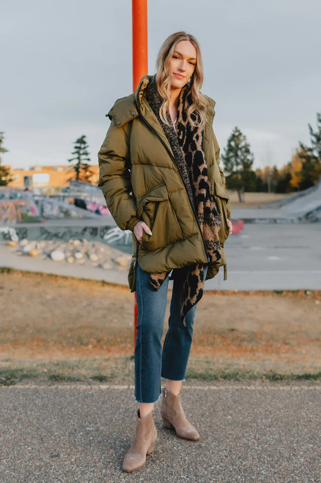 The Kae Puffer Coat - Olive - PLUS