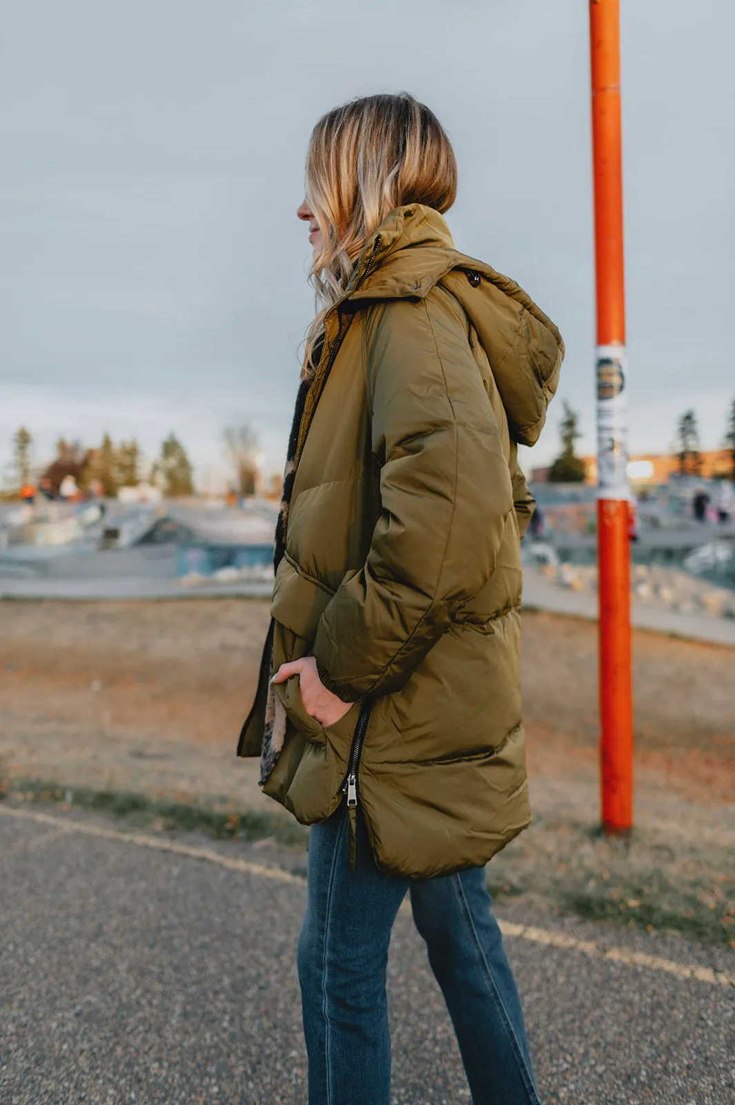 The Kae Puffer Coat - Olive - PLUS