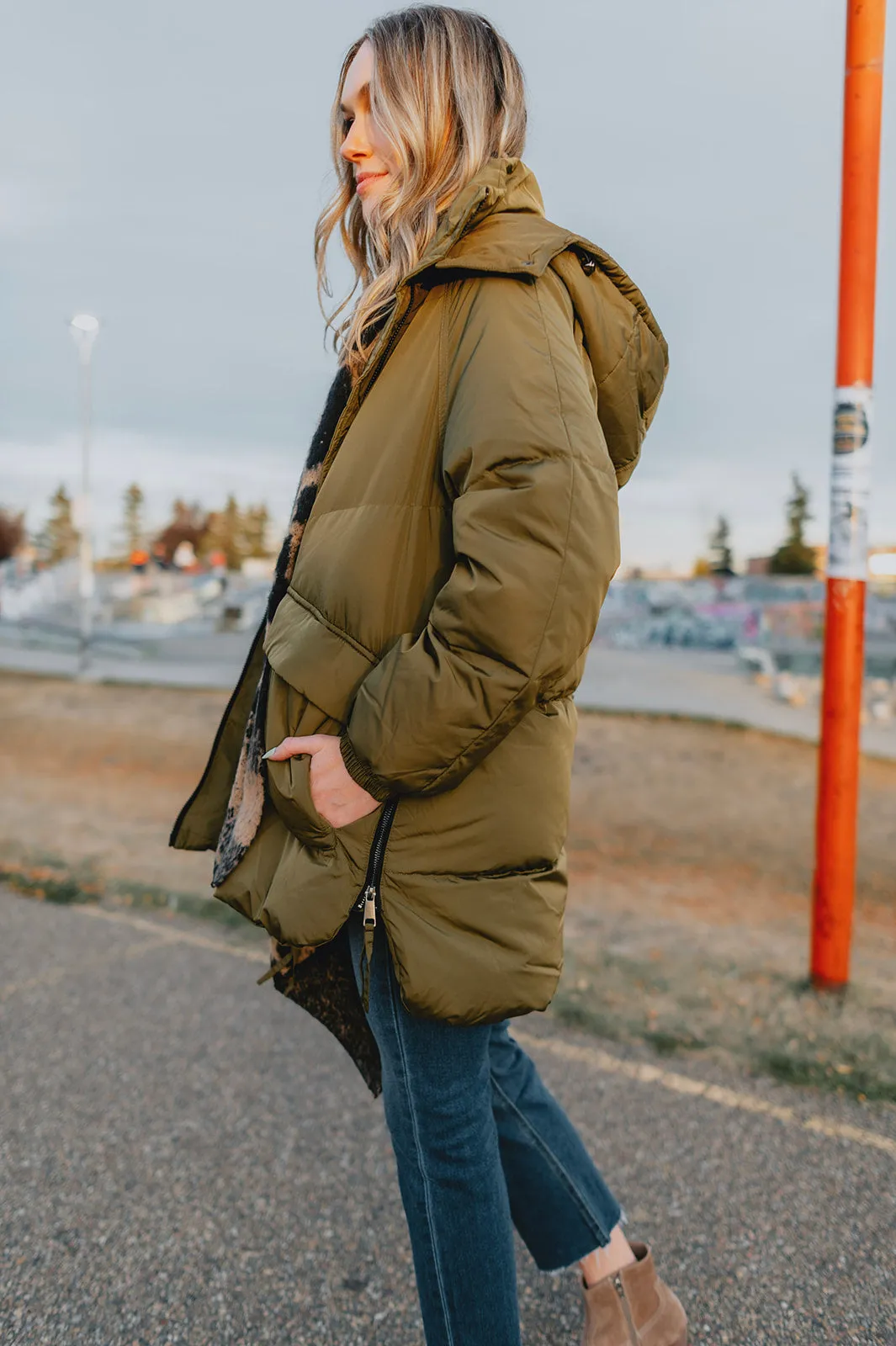 The Kae Puffer Coat - Olive - PLUS