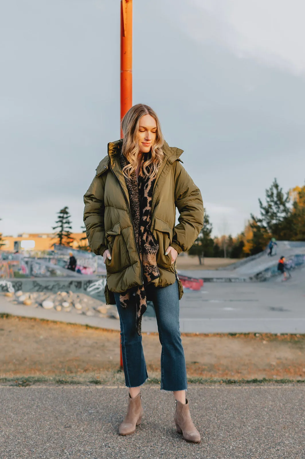 The Kae Puffer Coat - Olive - PLUS