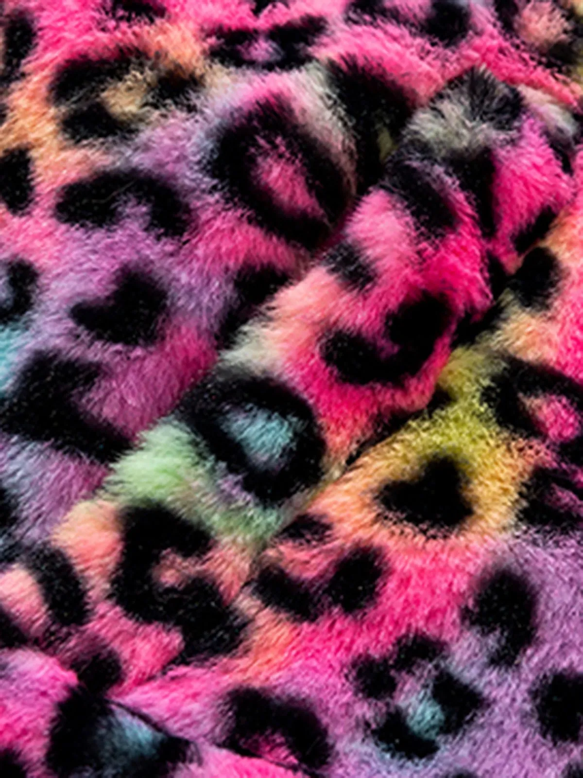 Tie-Dye Stand Collar Cheetah Fur Jacket