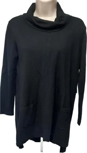 Tunic-Sweater-Black- 2 Pocket-3/4 Sleeve-Women's-M43107km