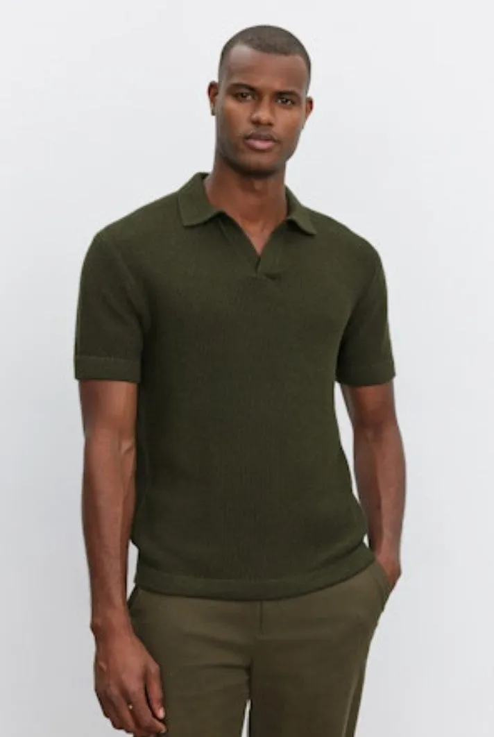 Velvet by Graham & Spencer Men's Niklas Short Sleeve Polo | Olive