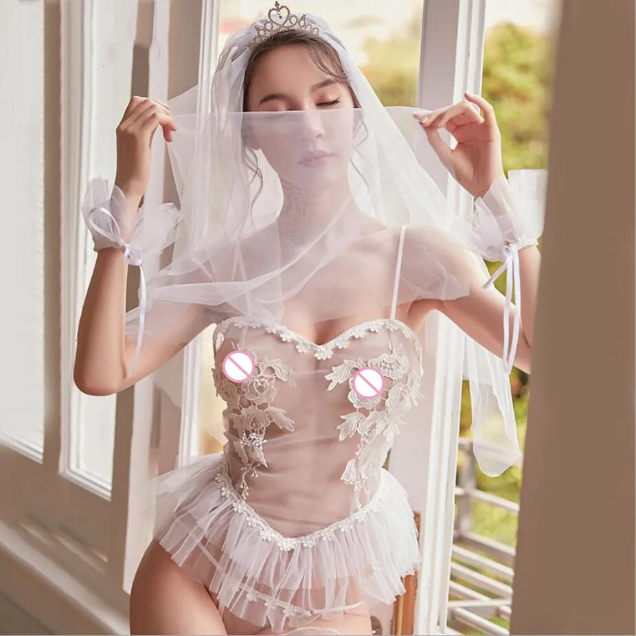 VenusFox  Marry Him Again with This Sexy White Bride Lingerie Cosplay Wedding Dress