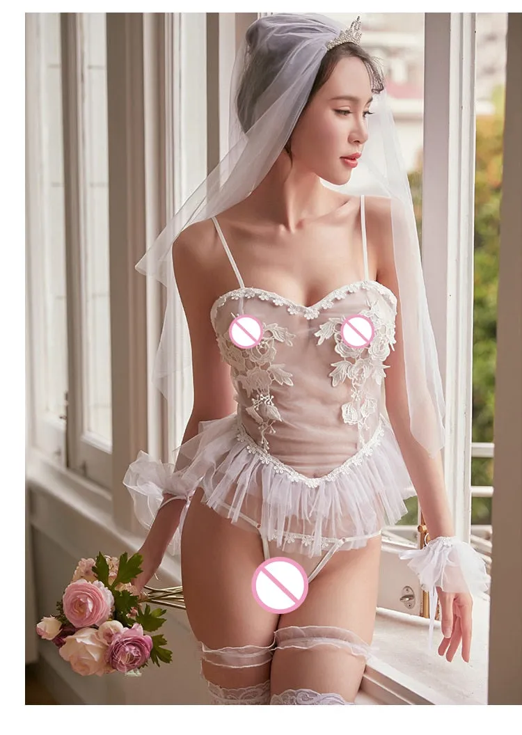 VenusFox  Marry Him Again with This Sexy White Bride Lingerie Cosplay Wedding Dress