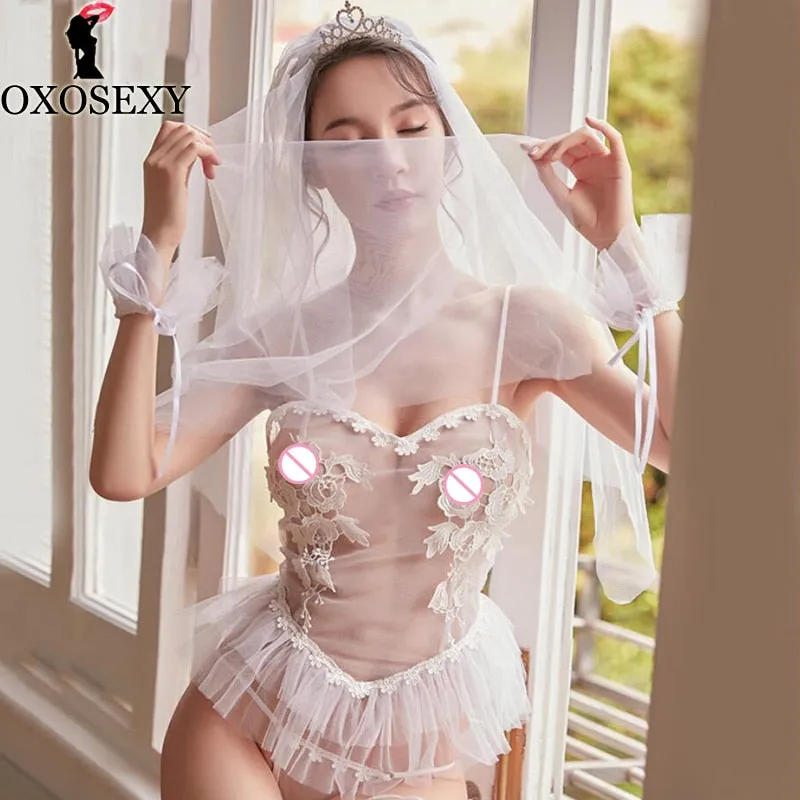 VenusFox  Marry Him Again with This Sexy White Bride Lingerie Cosplay Wedding Dress