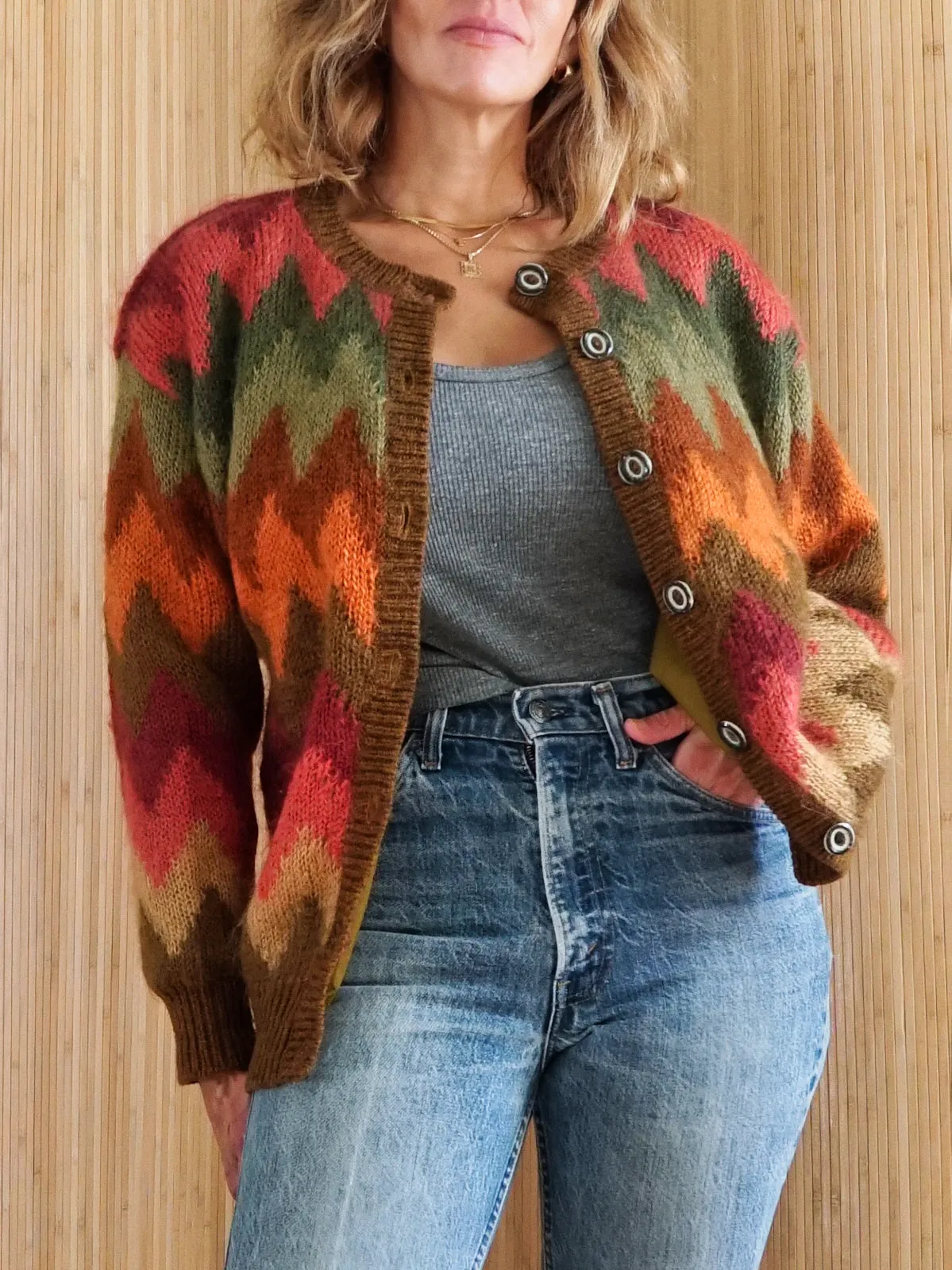 Vintage Chevron Stripe Mohair Sweater