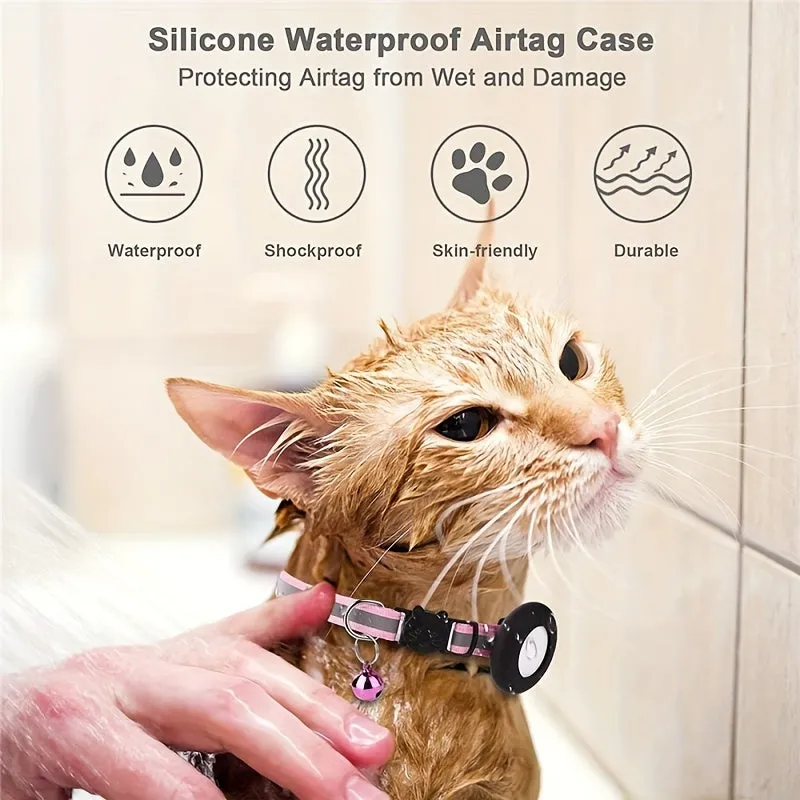 Waterproof Reflective AntiLost Cat Collar with Bell for Airtag