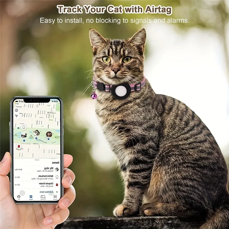 Waterproof Reflective AntiLost Cat Collar with Bell for Airtag