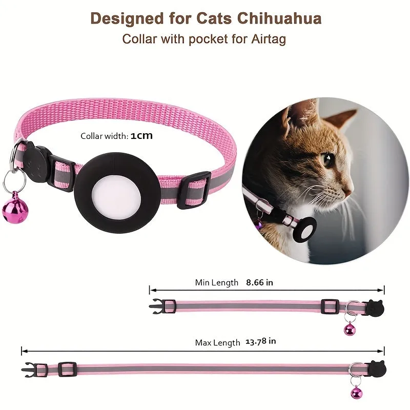 Waterproof Reflective AntiLost Cat Collar with Bell for Airtag