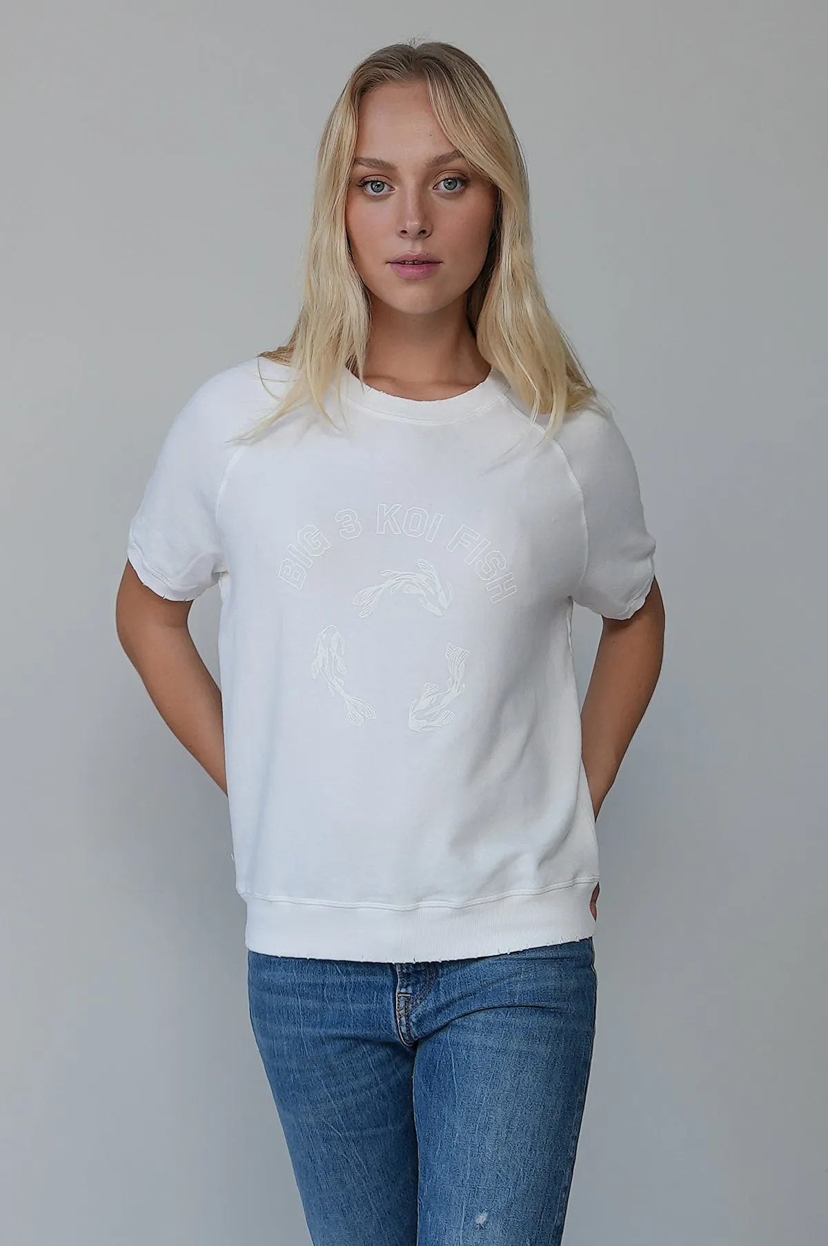 White Koi Fish Soft Short Sweatshirt