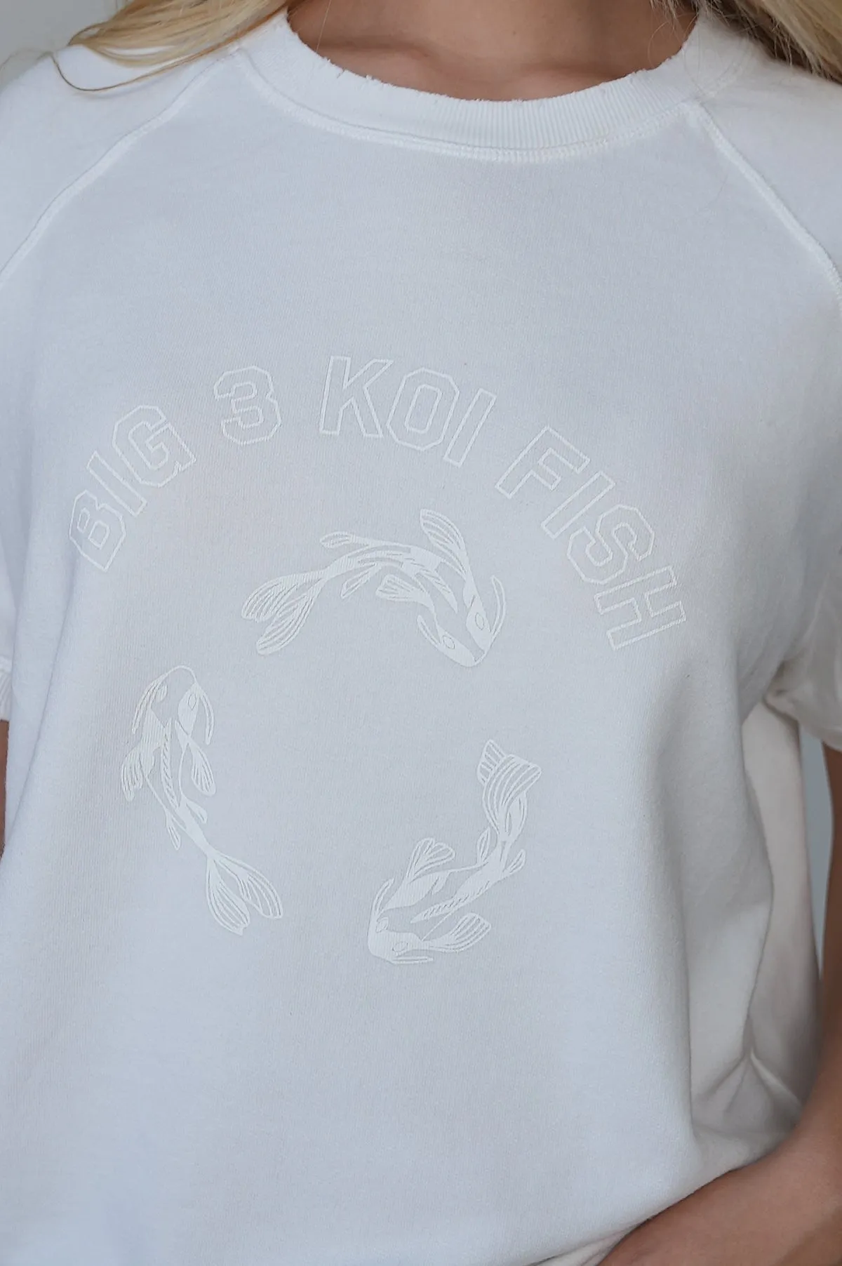 White Koi Fish Soft Short Sweatshirt