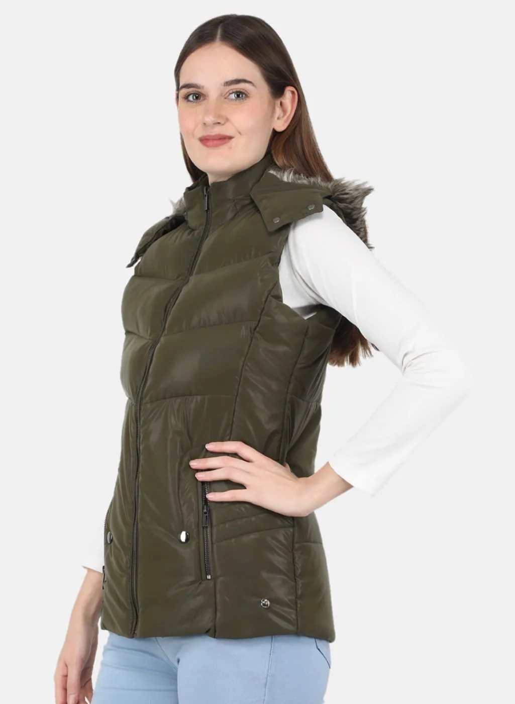 Women Olive Parka Jacket