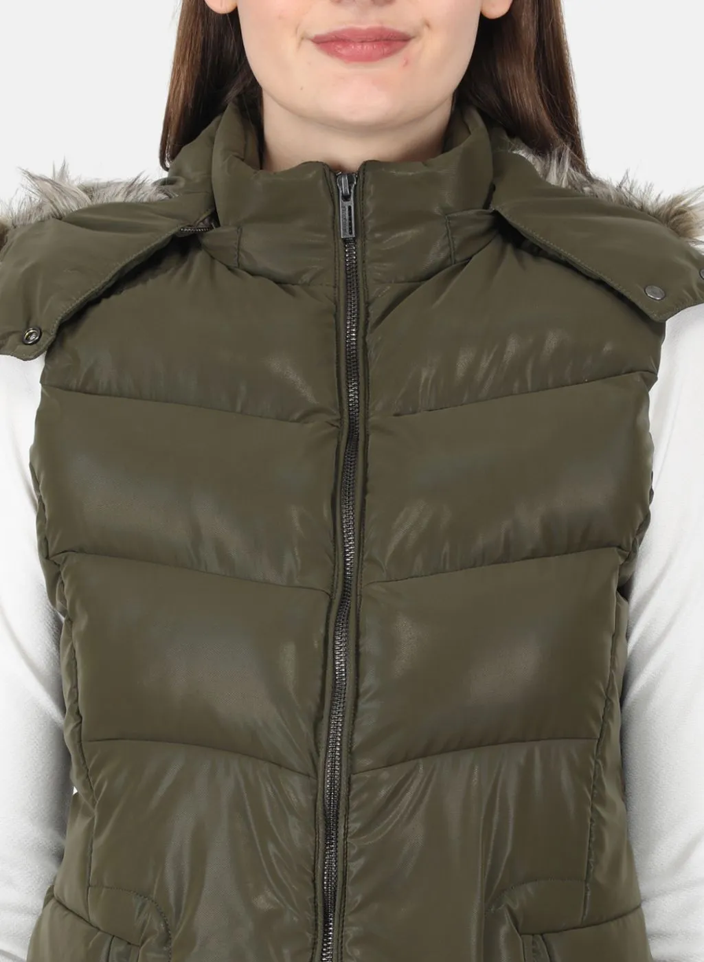 Women Olive Parka Jacket