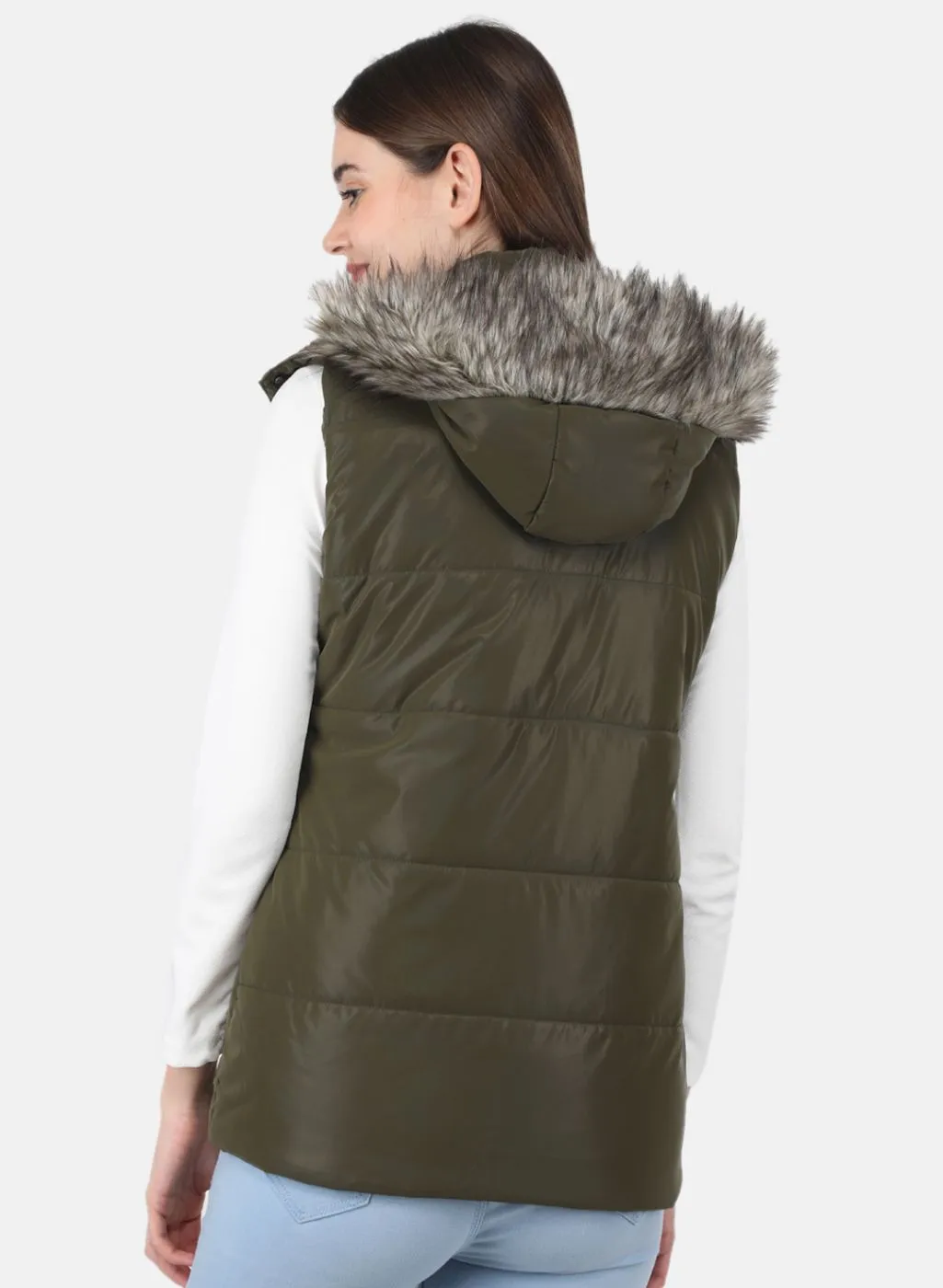 Women Olive Parka Jacket