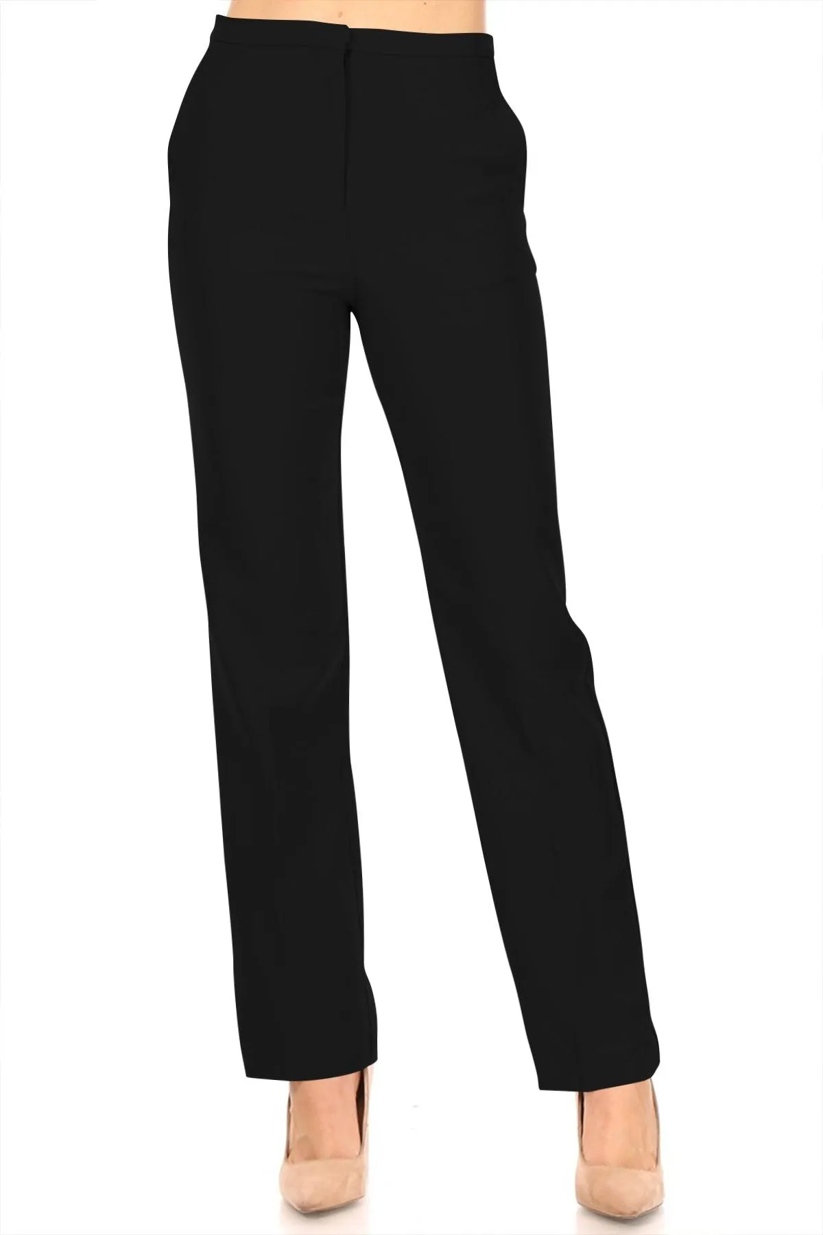 Women's Casual Straight Woven Dress Pants for Office Work