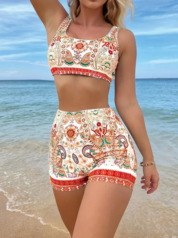 Women's Ethnic Print Two-Piece Swimsuit Set