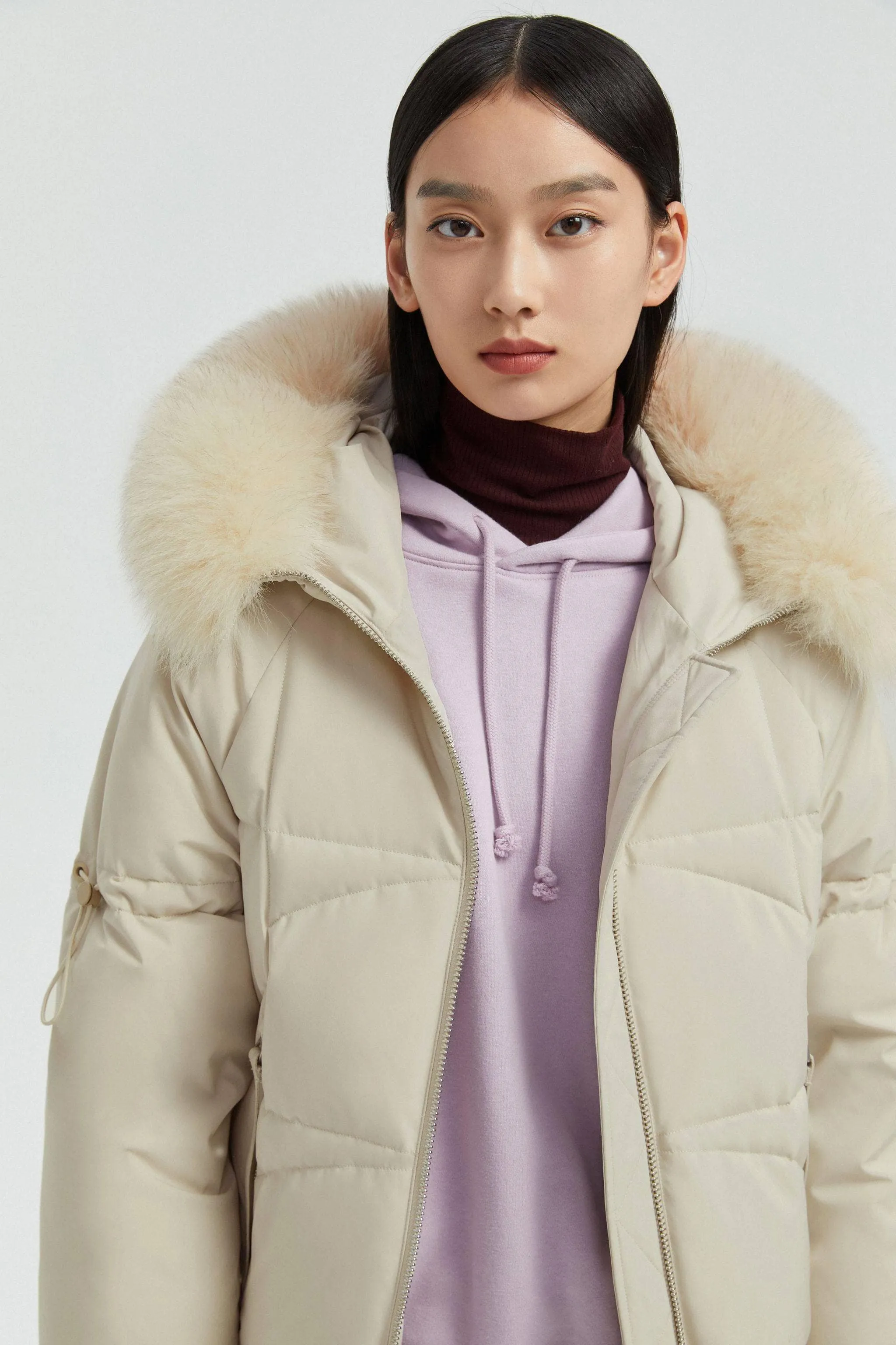 Women's Hooded Parka with Fur Trim