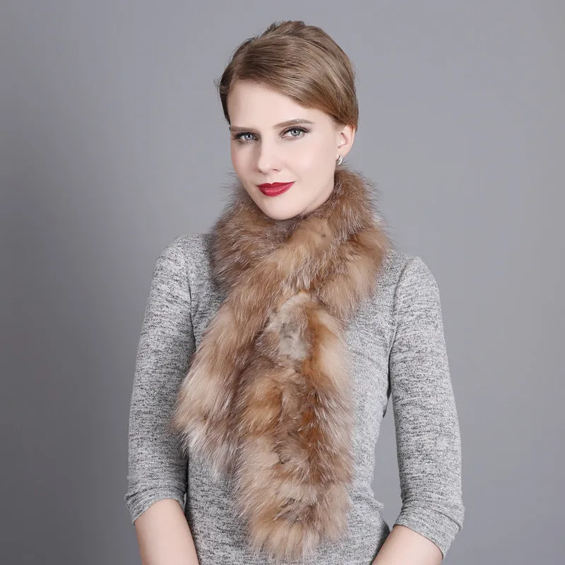 Women's Winter Versatile Warm Fur Fox Fur Scarf Woven Scarf