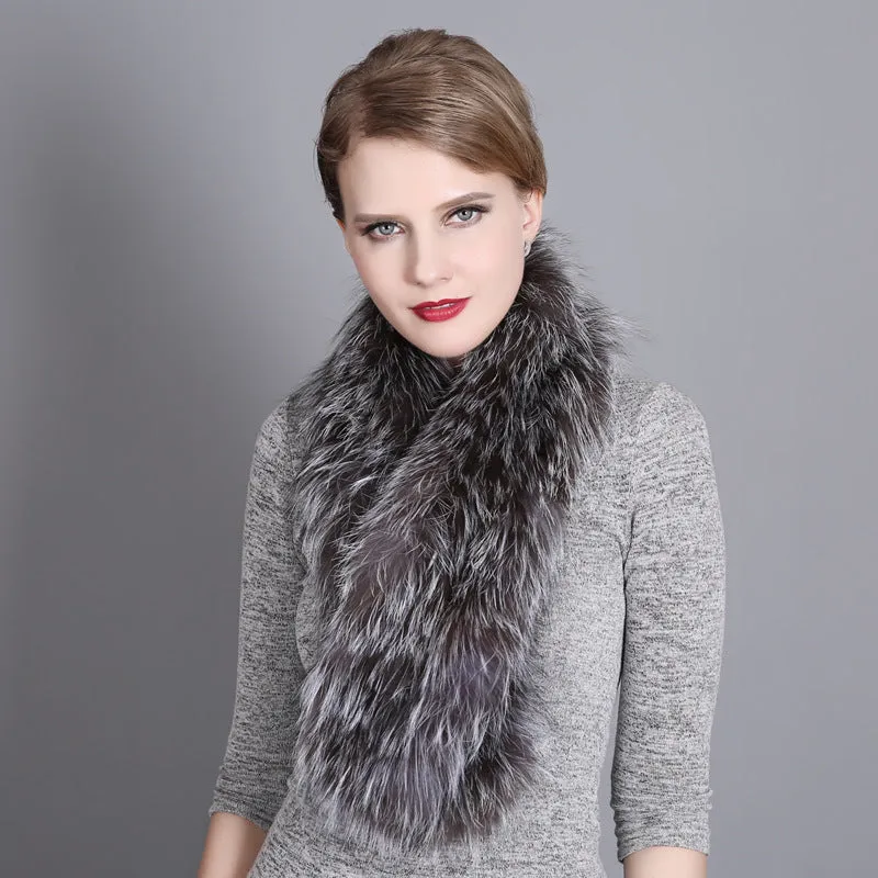 Women's Winter Versatile Warm Fur Fox Fur Scarf Woven Scarf