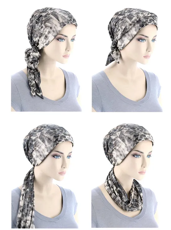 WPS-881#Head Wrap Scarf Purple Brown Stripe Animal