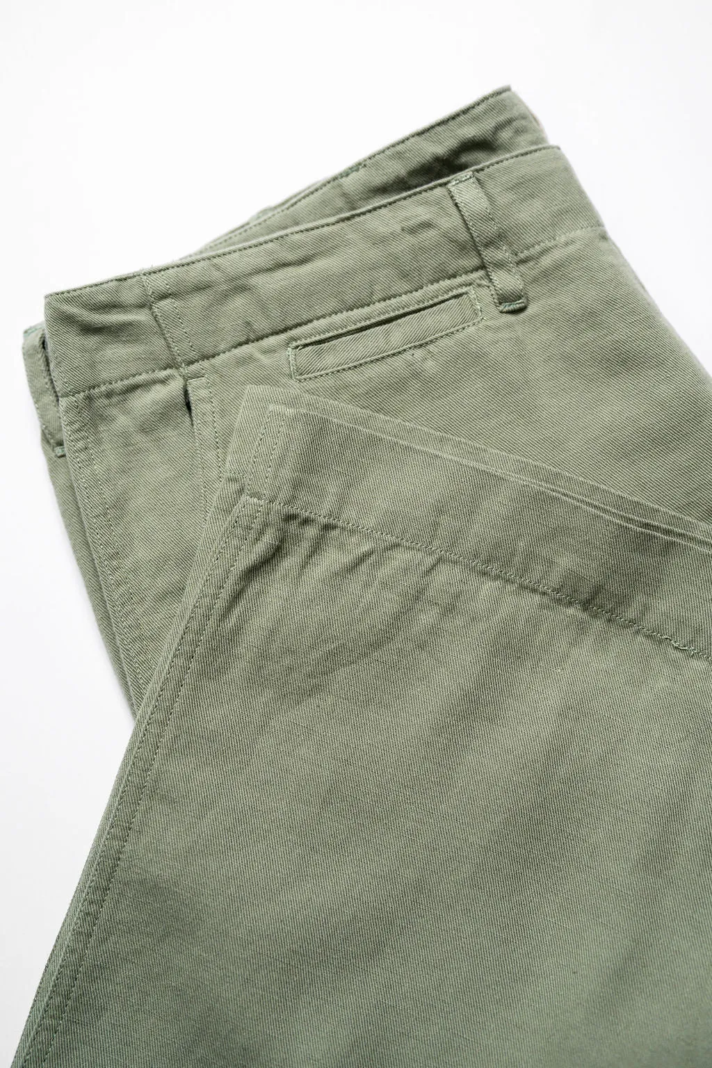 Wythe Flat Front Slub Cotton/Linen Twill Chinos - Faded Olive