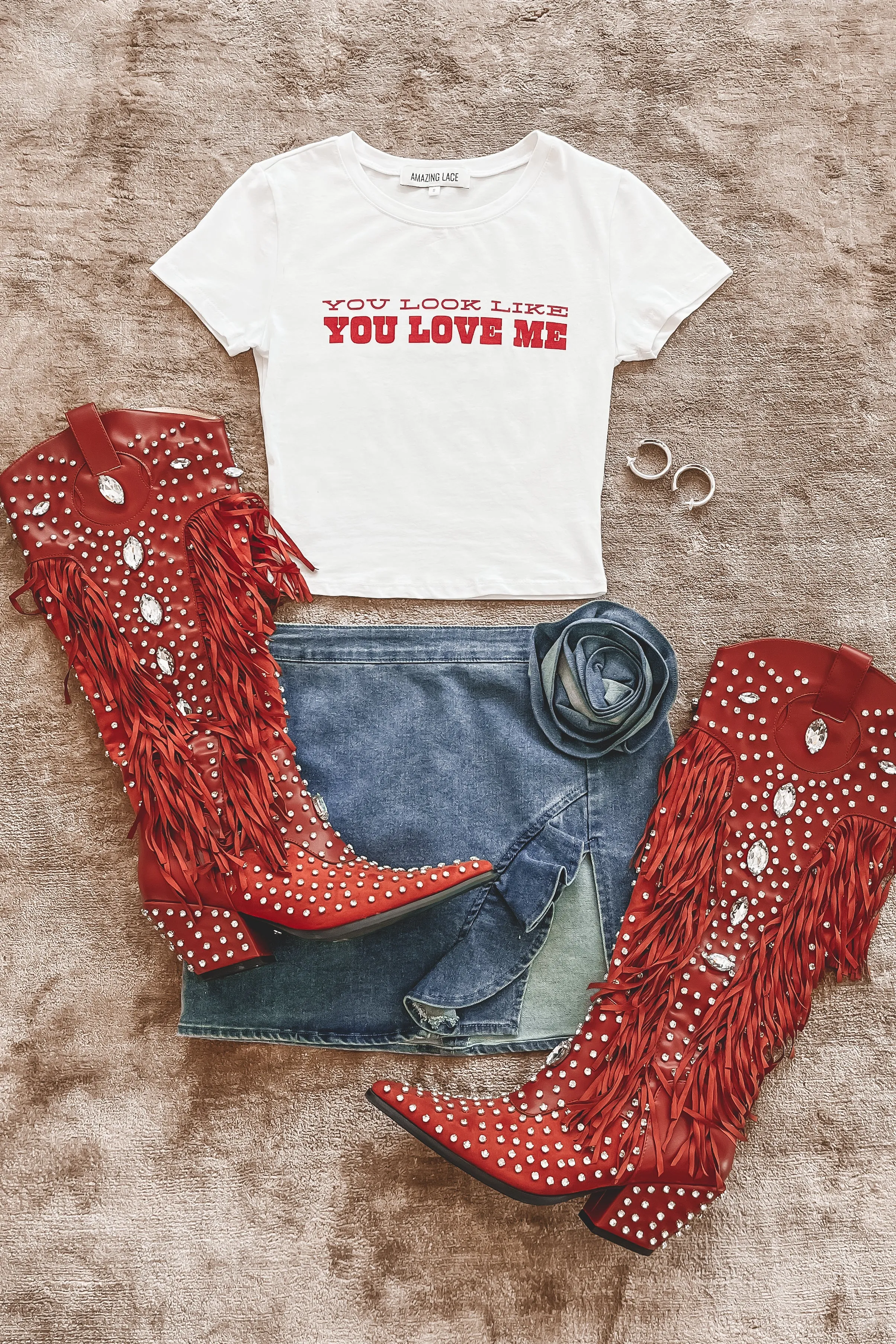 You Look Like You Love Me Baby Tee Short Sleeve Top